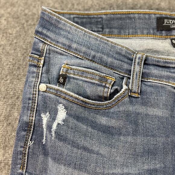 Judy Blue Jeans Womens 9 29 Slim Fit Distressed Ripped Raw Hem Stretch Denim Pan - Picture 3 of 8